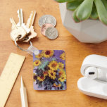 Bouquet of Sunflowers by Claude Monet, Vintage Art Keychain<br><div class="desc">Bouquet of Sunflowers (1881) by Claude Monet is a vintage impressionist fine art floral still life painting. Yellow blooming flowers from the garden. A bouquet of summer season sunflower in a vase. About the artist: Claude Monet (1840-1926) was a founder of the French impressionist painting movement with most of his...</div>