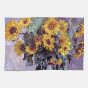 Bouquet of Sunflowers by Claude Monet, Vintage Art Kitchen Towel