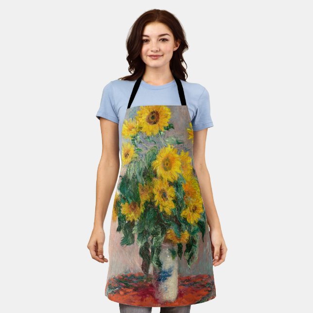 Bouquet of Sunflowers by Monet Impressionist Art Apron (Worn)
