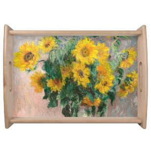 Bouquet of Sunflowers by Monet Impressionist Serving Tray
