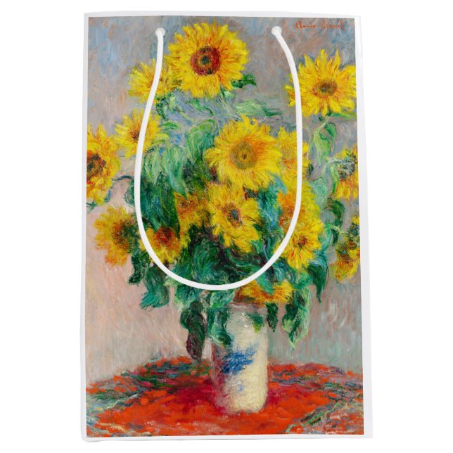 Bouquet of Sunflowers Claude Monet    Medium Gift Bag (Front)
