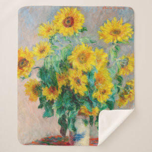 Bouquet of Sunflowers Claude Monet Sherpa Blanket