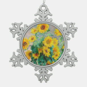 Bouquet of Sunflowers Claude Monet Snowflake Pewter Christmas Ornament