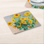 Bouquet of Sunflowers Claude Monet   Square Paper Coaster<br><div class="desc">Bouquet of Sunflowers. Claude Monet. 1881. Reproduction of famous works of art  images in the public domain.</div>