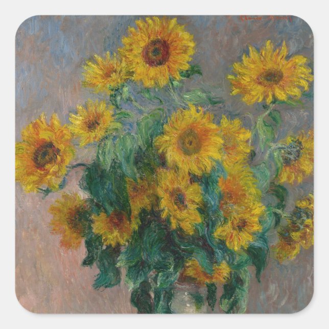 Bouquet of Sunflowers Monet Square Sticker (Front)