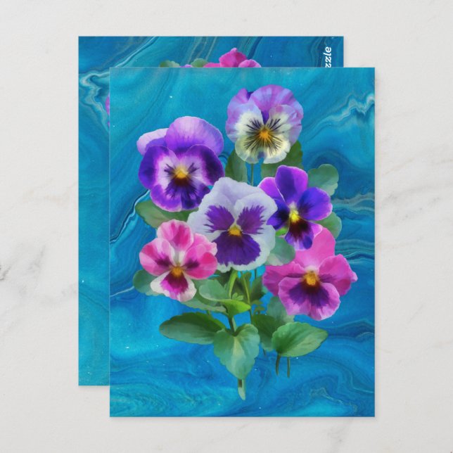 Bouquet of Violets Pansy Flowers THANK YOU Postcard (Front/Back)