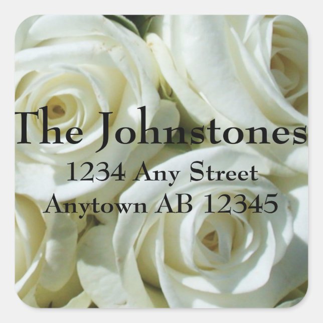 Bouquet of White Roses Wedding Address Label (Front)