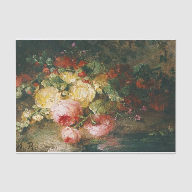 Bouquet on a Forest Path by Margaretha Roosenboom Tissue Paper (Front)