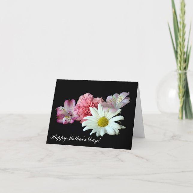 Bouquet on Black Mother's Day Card (Front)