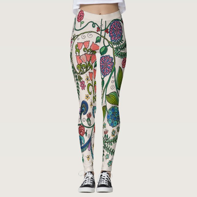Bouquet on while leggings By Laurie (Front)