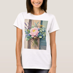 Bouquet peonies lavender flowers Rustic T-Shirt