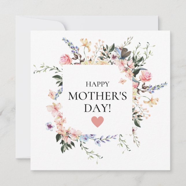 Bouquet Pink Personalized Mother's day Greeting Invitation (Front)