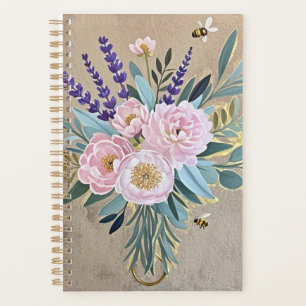 Bouquet pivoines fleurs de lavande rustique