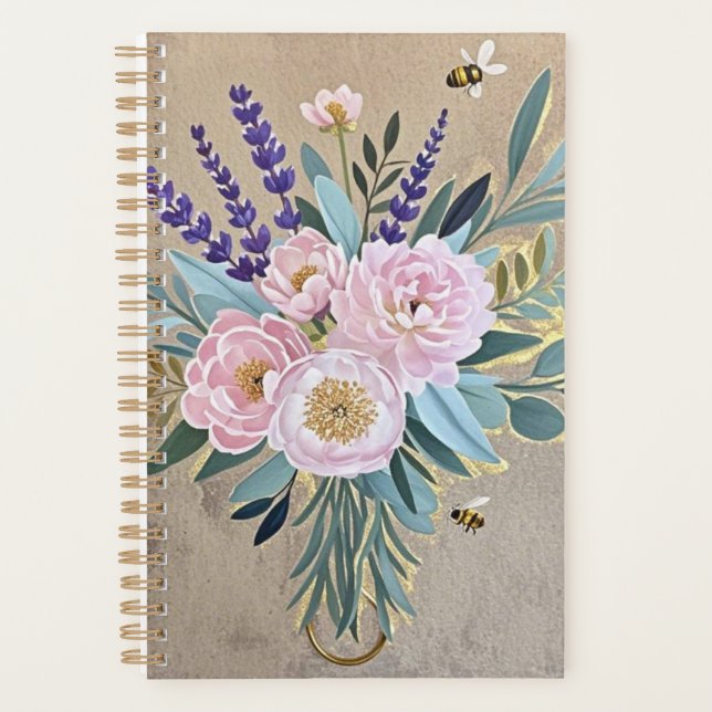 Bouquet pivoines fleurs de lavande rustique (Devant)