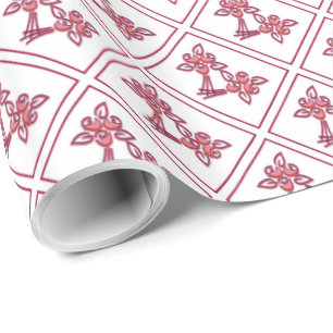 Bouquet Print Red  Wrapping Paper