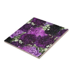 Bouquet Purple Carnations Tile