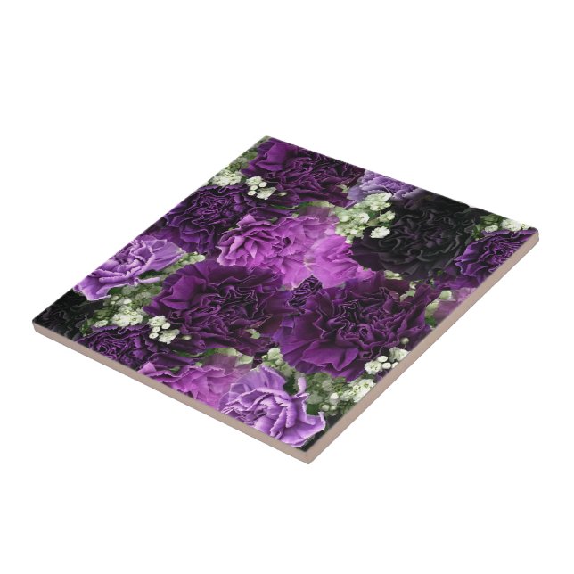 Bouquet Purple Carnations Tile (Side)