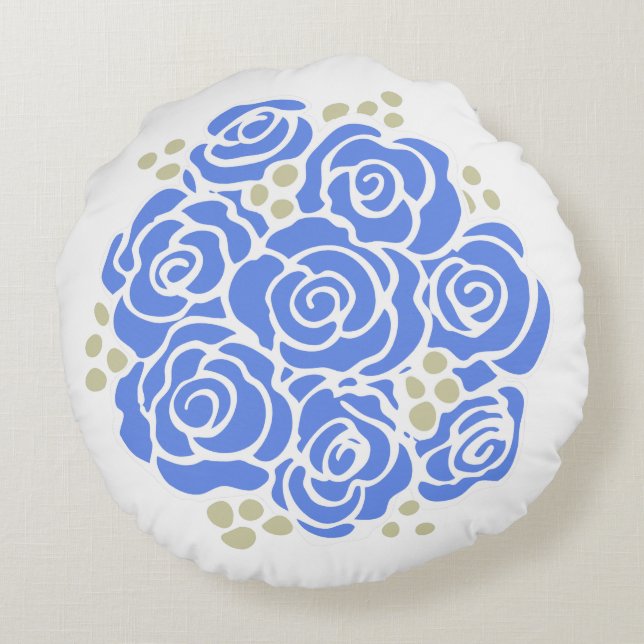 Bouquet rose bleu coussin rond (Dos)