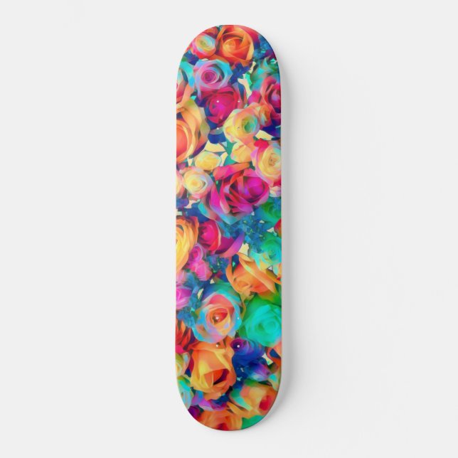 Bouquet Rose coloré Skateboard - Art (Recto)