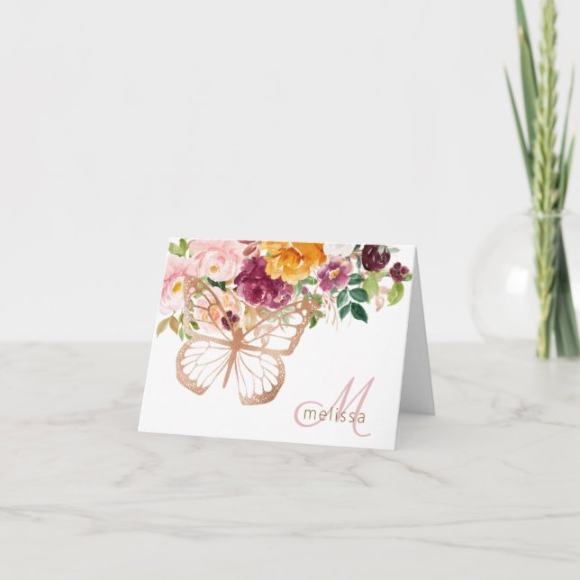 Bouquet rose de papillon d'or et d'aquarelle (Devant)