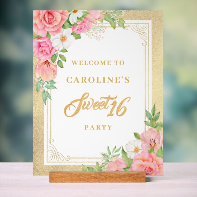 Bouquet rose Floral Rose Sweet 16 Party Bienvenue (Neutre)