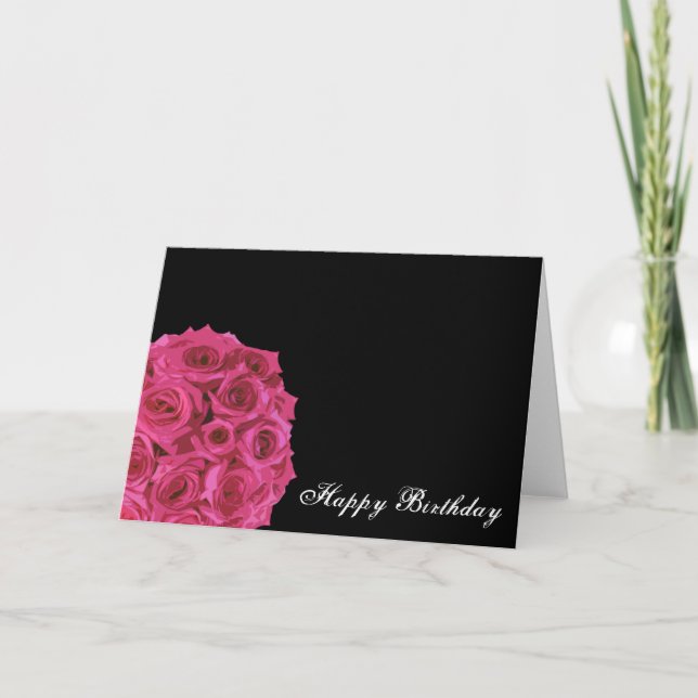 Bouquet Rose Hot Carte Anniversaire (Devant)