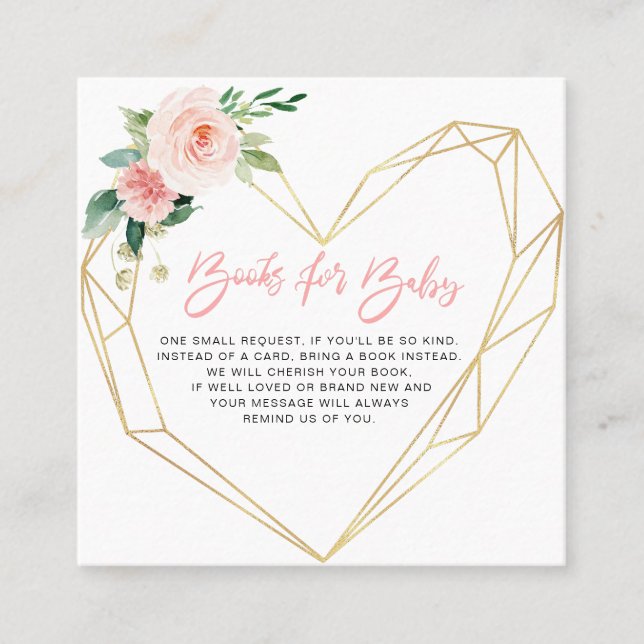 bouquet rose livres géométriques pour carte bébé (Devant)