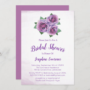 Bouquet Rose violet Invitations de douche nuptiale