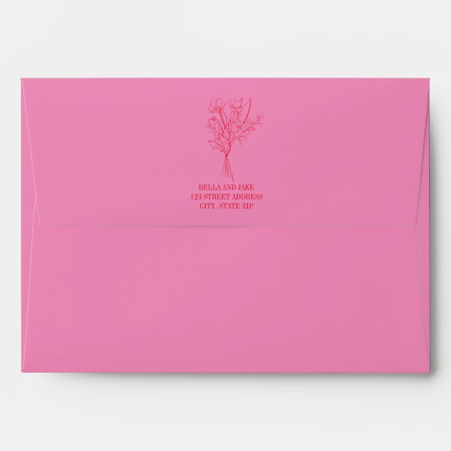 Bouquet Rouge + Mariage rose Enveloppe (Dos (Haut rabat))