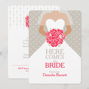Bouquet rouge mariée graphique invitations de douc