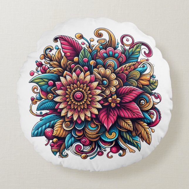 Bouquet Round Pillow (Front)