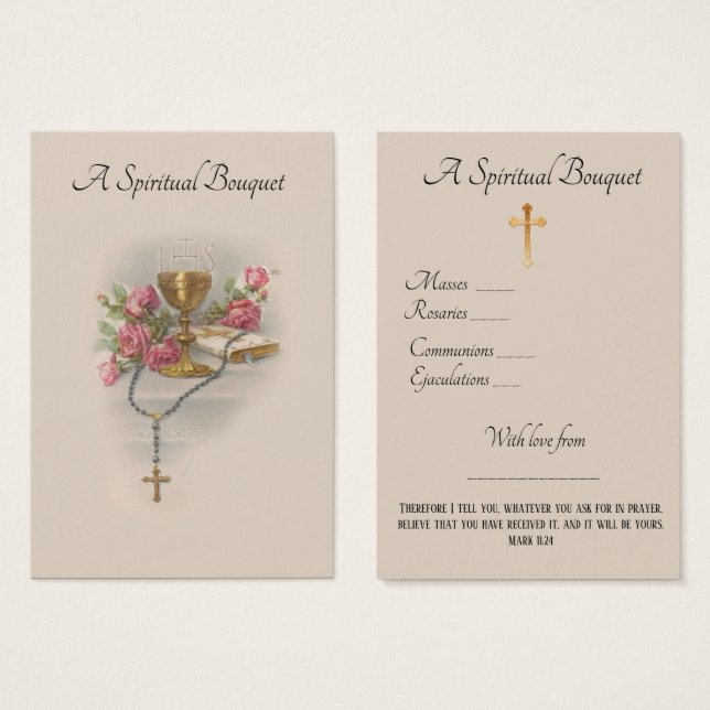 Bouquet spirituel floral prière Carte Sainte (Devant & derrière)