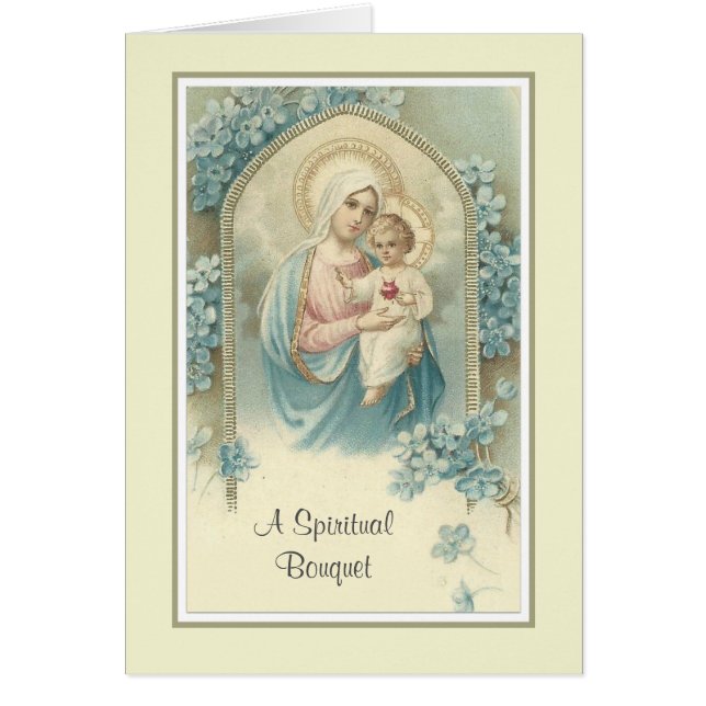 Bouquet spirituel traditionnel Carte Vierge Marie (Devant)