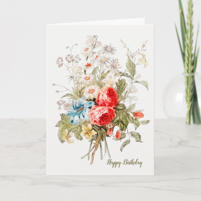 Bouquet vintage Carte d'anniversaire (Photo facult (Devant)