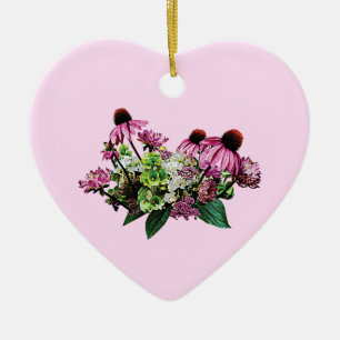 Bouquet with ConeFlowers Ceramic Ornament