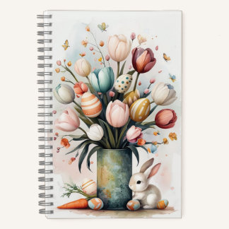 Bouquet With Easter Eggs And Bunny Spiral Notebook