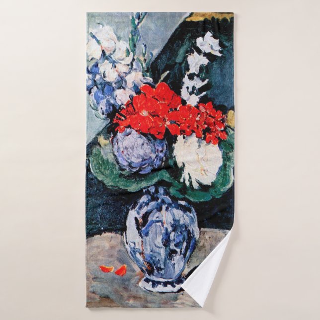 Bouquet with Little Delft, Paul Cezanne Bath Towel (Bath Towel)