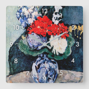 Bouquet with Little Delft, Paul Cezanne Square Wall Clock