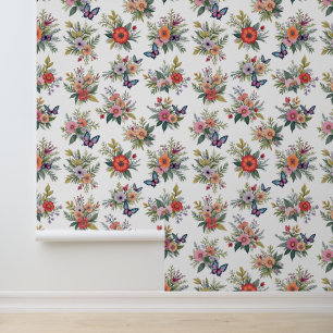 Bouquets and Butterflies Wallpaper