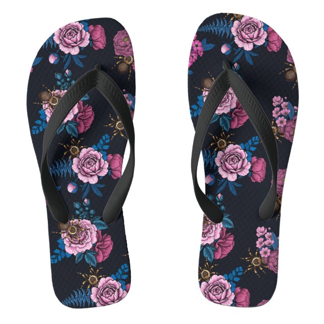 Bouquets and tarantula 2 flip flops (Footbed)