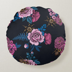 Bouquets and tarantula 2 round pillow