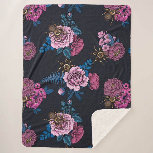 Bouquets and tarantula 2 sherpa blanket (Front)
