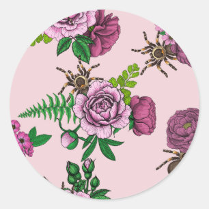 Bouquets and tarantula classic round sticker
