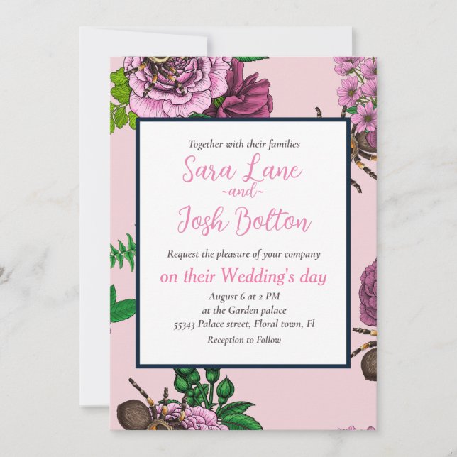 Bouquets and tarantula invitation (Front)