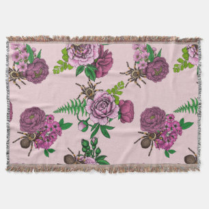 Bouquets and tarantula throw blanket