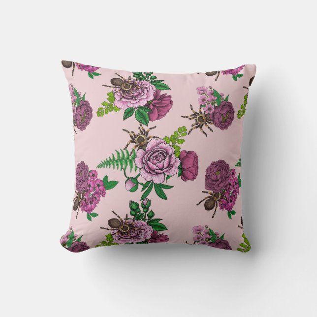 Bouquets and tarantula throw pillow (Front)