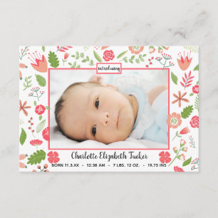 Bouquets de fleurs roses - 3x5 Faire-part de naiss