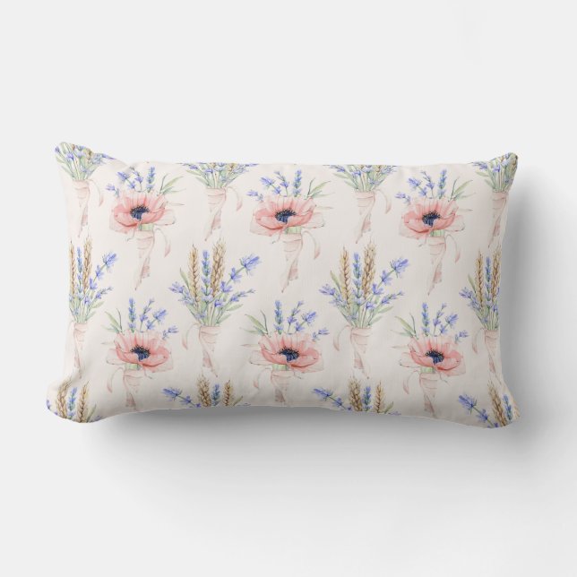 Bouquets of Lavender Provence Floral Throw Pillow (Front)