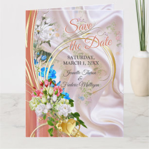 Bouquets of Multi-colour Roses on Silk textures Card