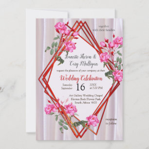 Bouquets of Multi-colour Roses  on Silk textures Invitation